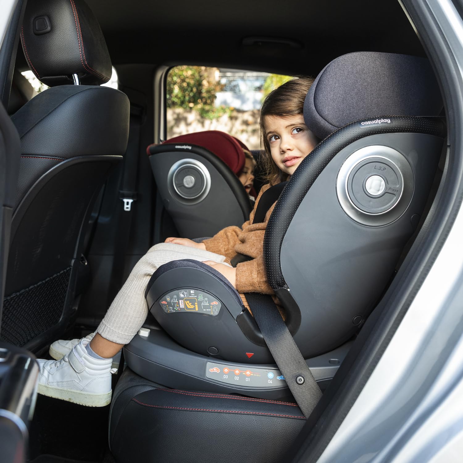 Casualplay Silla de coche bebé Revol I size giratoria con isofix y pata de apoyo, grupo 0 1 2 3 de 0 a 12 años o de 40 a 150 cm altura y dispositivo de protección lateral ASP, grey