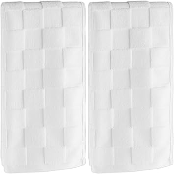 2 Pack 3D Checkered Bathroom Hand Towels 100% Cotton Soft Absorbent Decorative Soft Decorative Towel for Bathroom Home Cleaning Kitchen Gift 13.7x29.5 Inch White