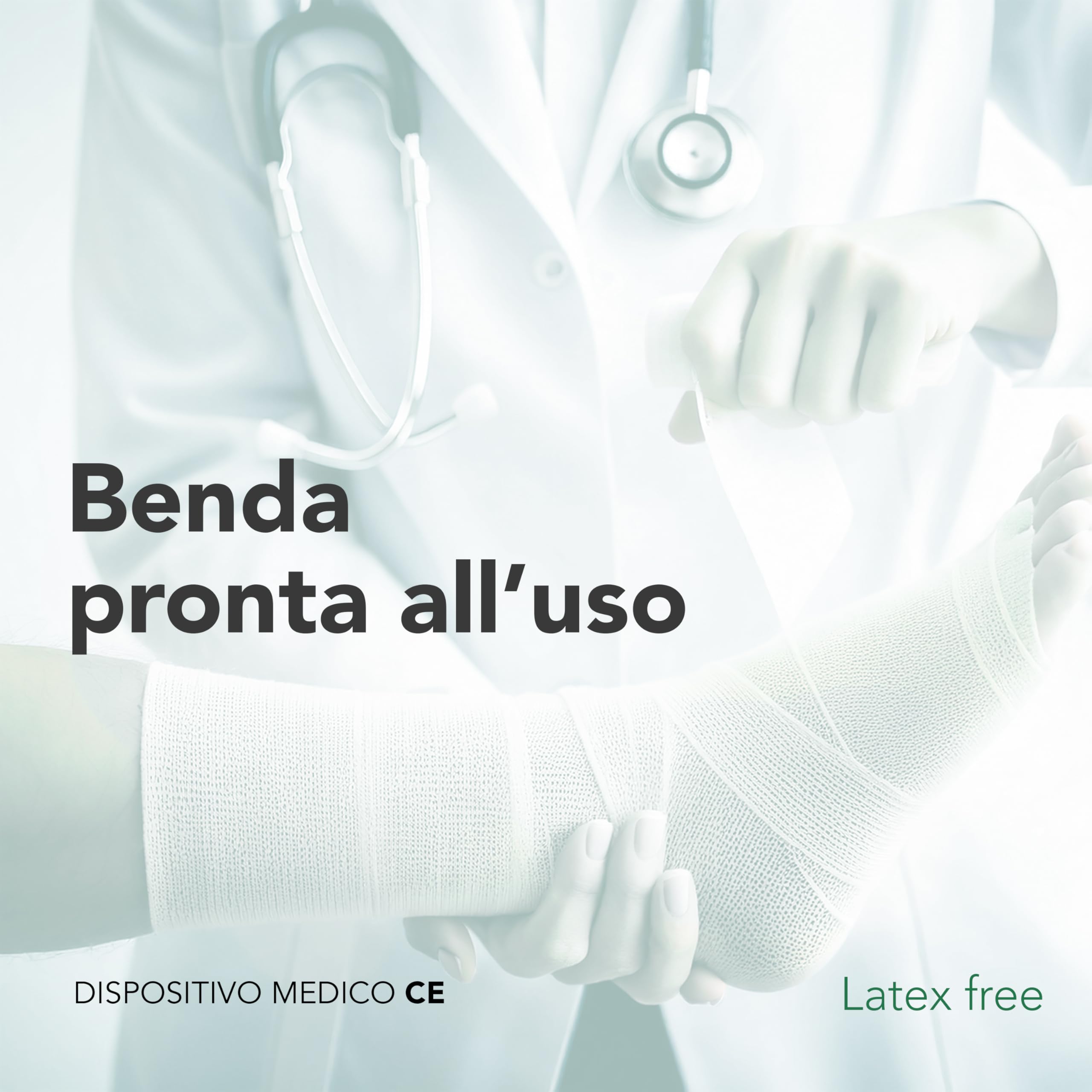 10 Bende Elastiche all'Ossido di Zinco 5 mt x 10 cm, Bendaggi Funzionali, Antinfiammatoria, Pronta all'uso - Made in Italy
