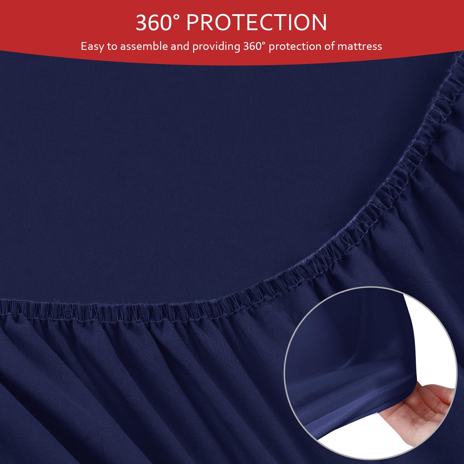 Navy Twin Fitted Sheet Set - 2 Pack -3