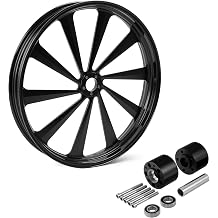 26"&times;3.5" Front Wheel Rim with Dual Disc Hubs Fit for Harley Touring Road King Road Electra Street Glide Ultra Limited 08-later, Custom Black Billet CNC Front Wheel Rim 10 Spokes