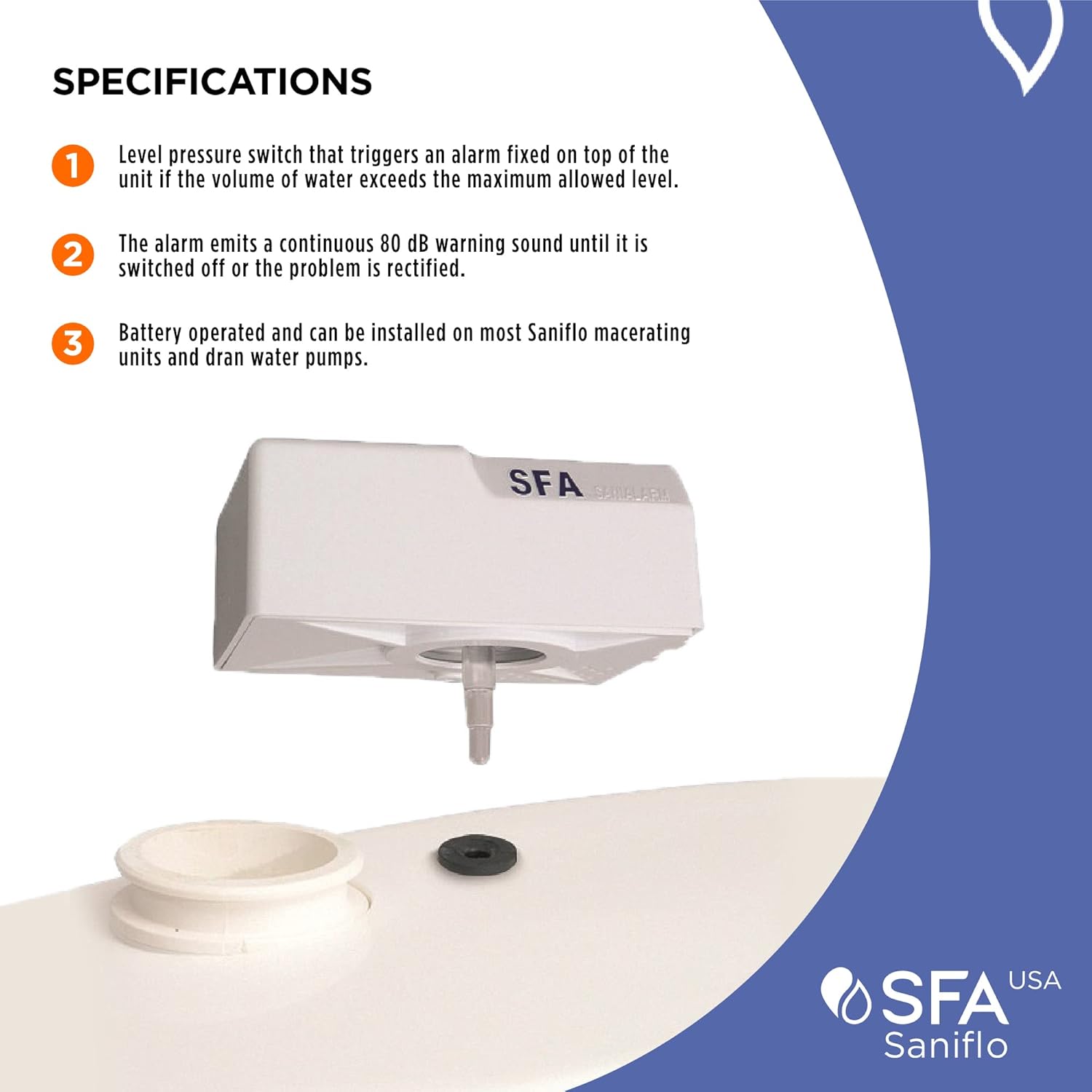 SANIFLO Sanialarm - High Water Alarm - Upflush Toilets