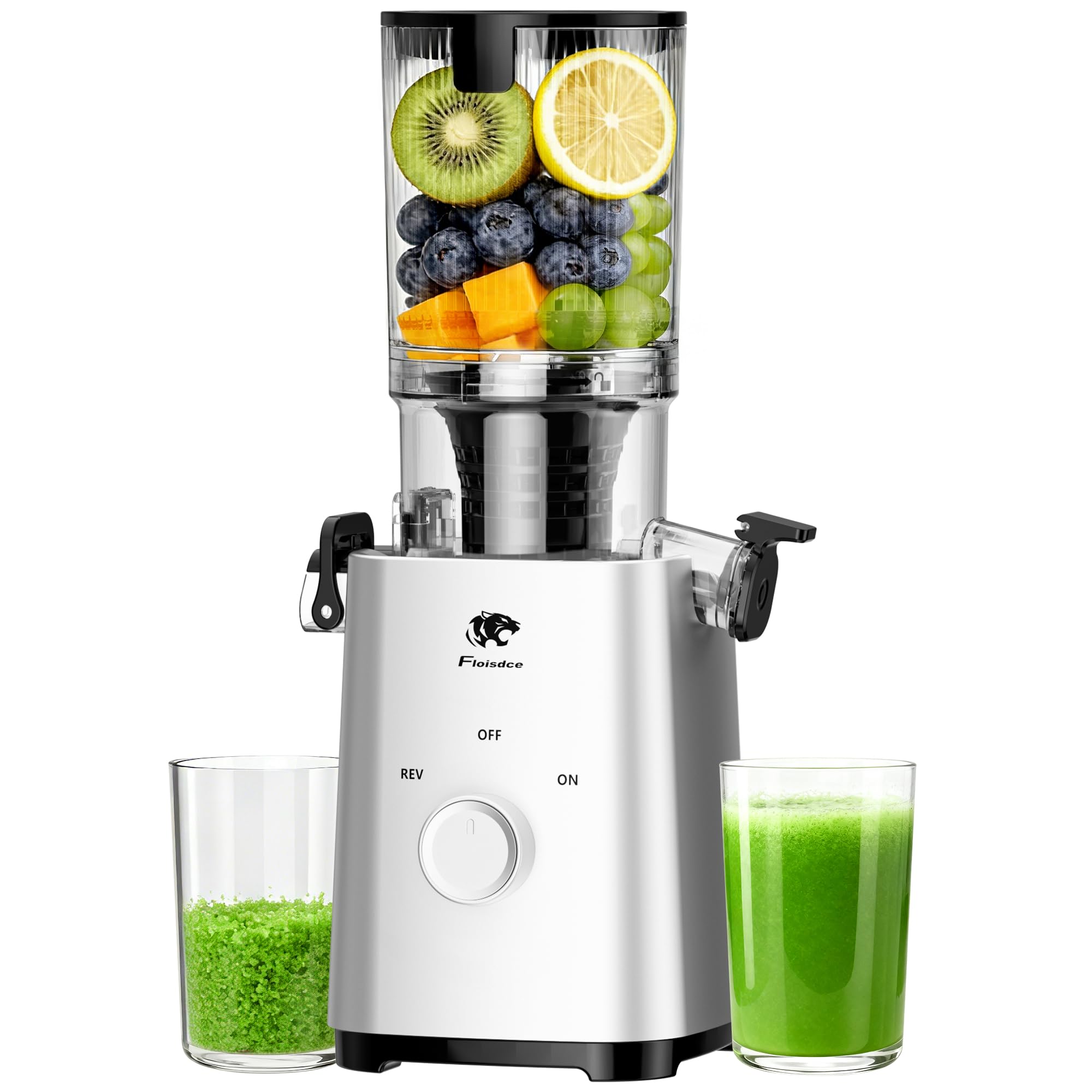 Cold Press Juicer Juicers Machines - 5 3 Large Feed Chute for Whole Fruits Vegetables Powerful AC Brushless