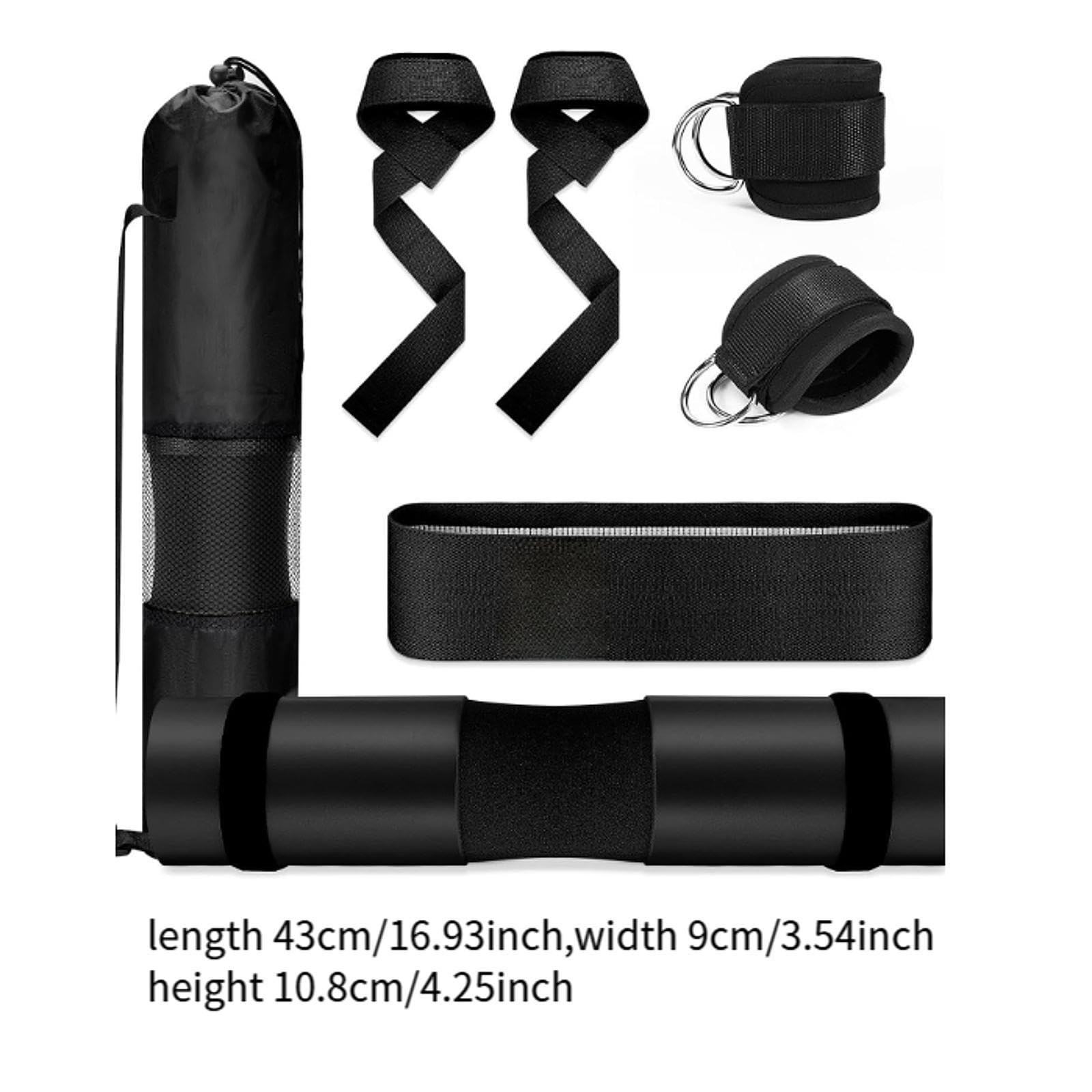 Langhantelpolster Set für Kniebeugen, Schulter & Nackenschutz mit Widerstandsband, Stangenkissen für Hip Thrust, Gewichtheben, Fitness