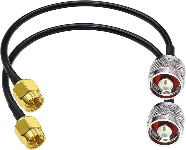 TUOLNK N Type to SMA Coaxial Cable RG58 N Male to SMA Male Wifi Antenna Extension Cable 12inch (30cm) RF Coax Pigtail Cable for Two-Way Radio Applications 2 Pack