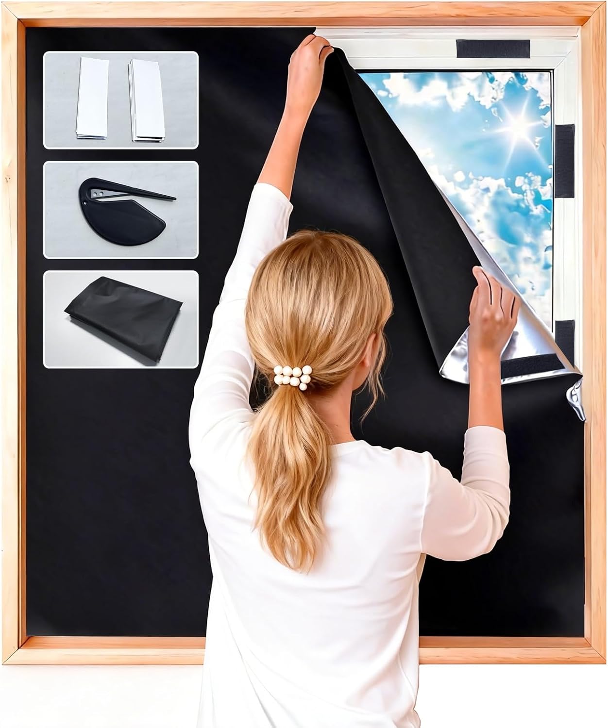2-piece set,100% blackout curtain,black out window cover,portable window privacy film,window shades,blackout blinds no drill, suitable for bedrooms,RVs, Nursery, media rooms,dimensions 79x57 inches