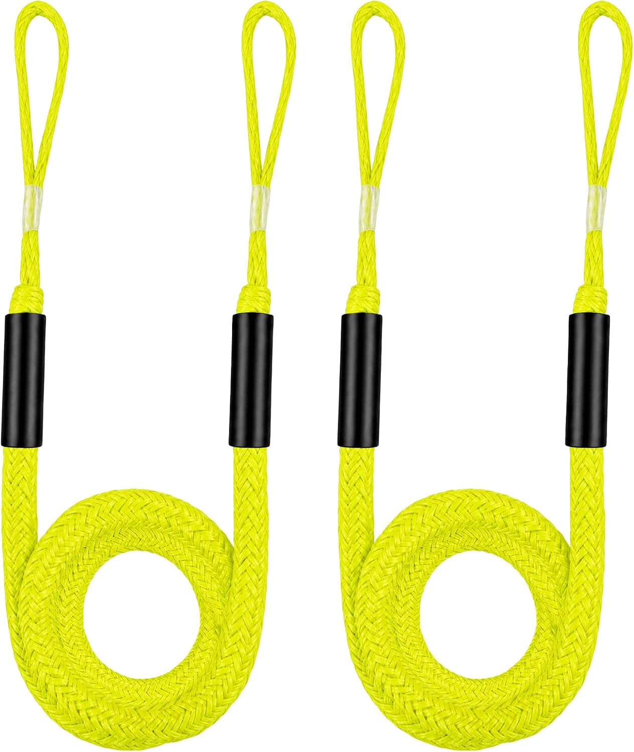 Boat Bungee Dock Lines, Scratch-Free Loop Ends Mooring Rope, Shock Absorbing Pontoon Tie Down Accessories Compatible with Models for Jet Ski（3ft-2 Pack-Blue&White Stripes）