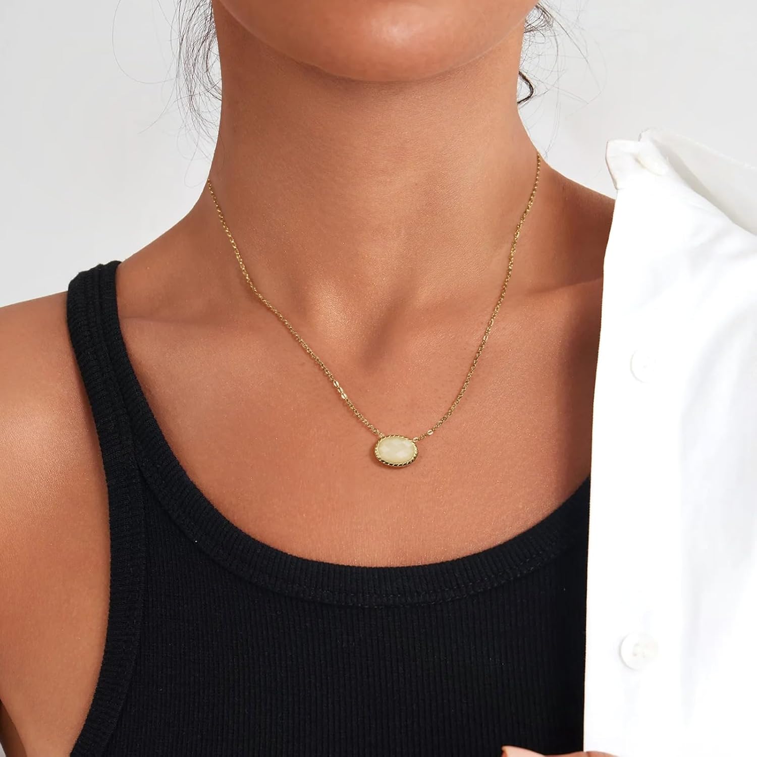 Necklaces for Women 14K Gold Plated Birthstone Necklace for Women Mothers Dainty Gold Necklace Blue Green Opal Cubic Zirconia Pendant Necklace Birthday Gifts Jewelry - Image 5