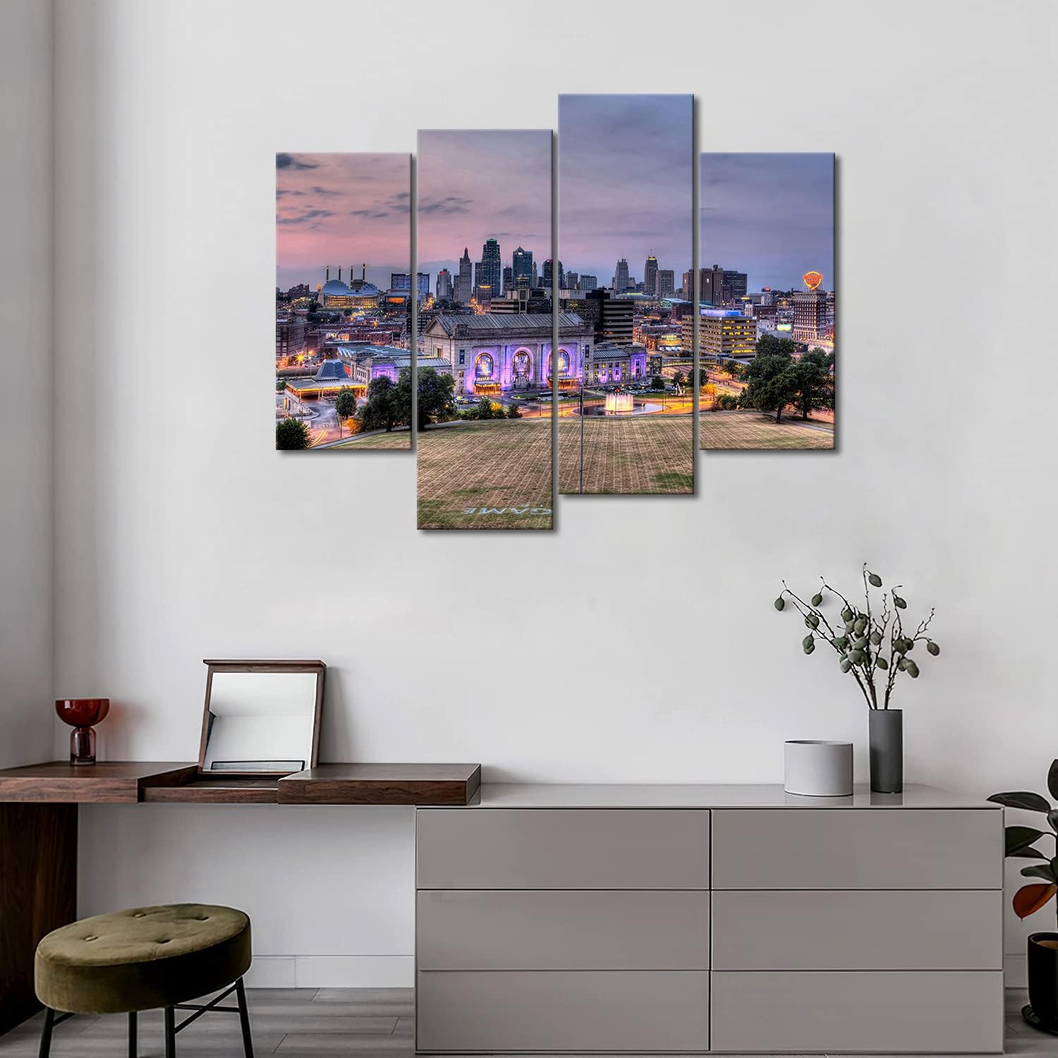 Buildings of Kansas City with Wide Square Wall Art Painting Pictures Print On Canvas City The Picture for Home Modern Decoration