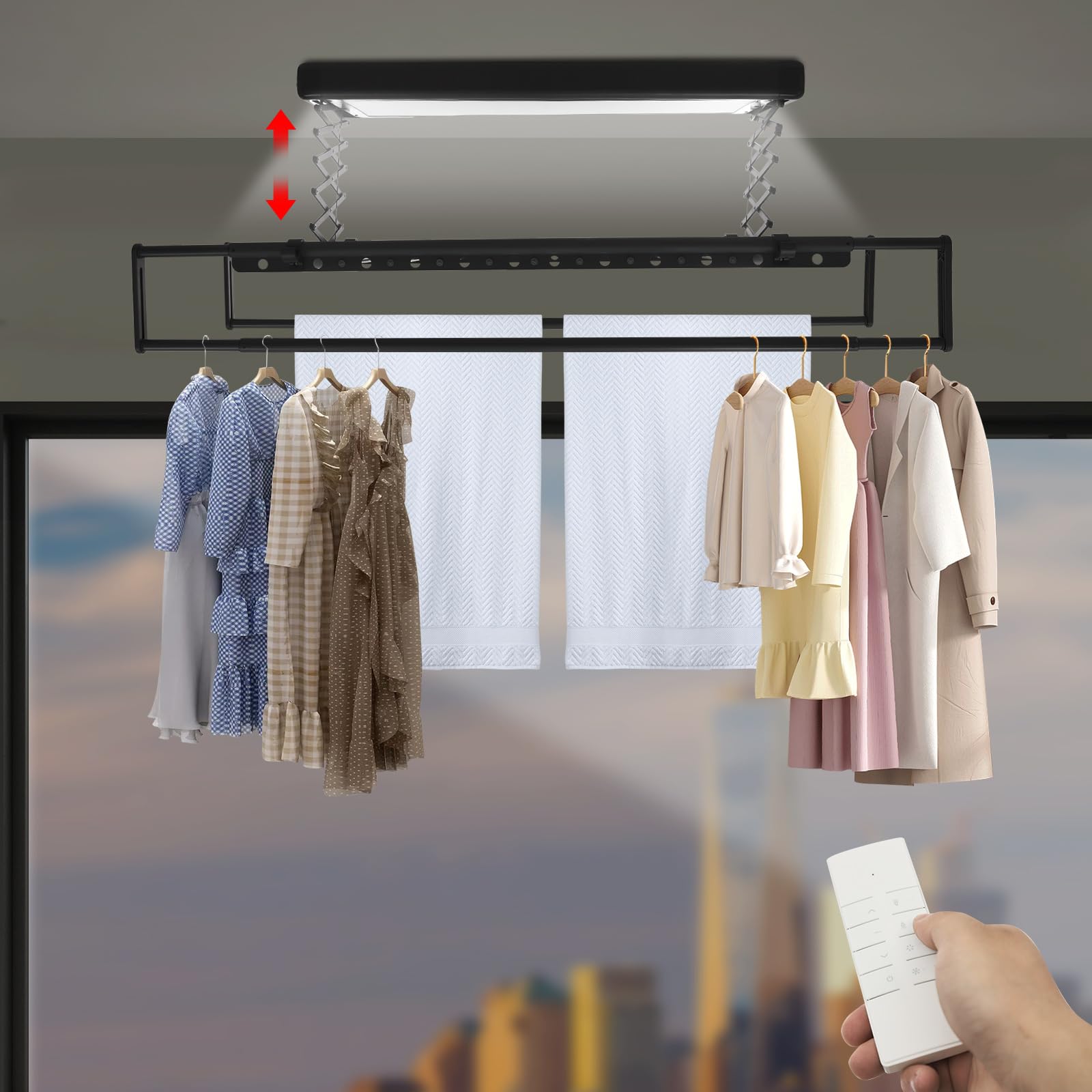 Dettchan Retractable Wäschetrockengestell, Wandmontiertes Ausfahrbarer Elektrisches Wäschetrockengestell Gesamtbelastbarkeit 35kg, für Balkon, Waschküche, Wohnung - Image 3