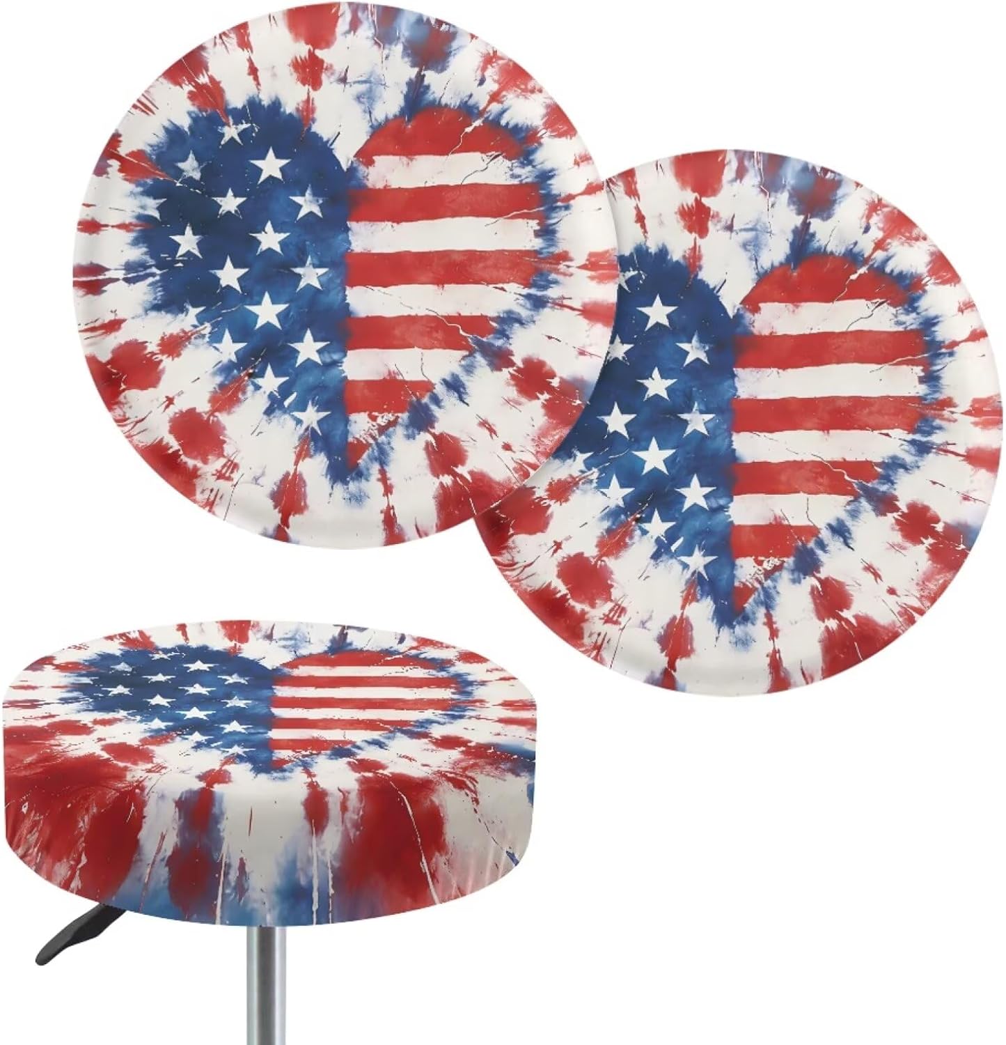 Lotusorchid Boho Mandala Flower Print Round Seat Cover, Stretchable Kitchen Round Bar Stool Chair Seat Covers, Non Slip Bar Chair Covers Fit Stool of Dia 14-16 Inch
