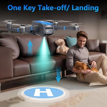 Toladrone TL16 Drone with Camera, Brushless Motor Drones with 4K HD Camera for Adults, Optical Flow Positioning, Fine-Tuning Function, Headless Mode, Beginner Friendly Foldable Drone, Blue