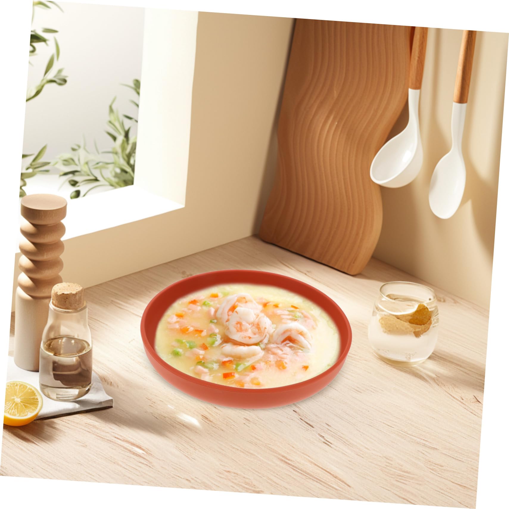 Healvian Assiette Anti-déversement Silicone pour Personnes Âgées Ventouse, Bol Incassable Caramel, Vaisselle Adaptée Autonomie Repas Quotidien