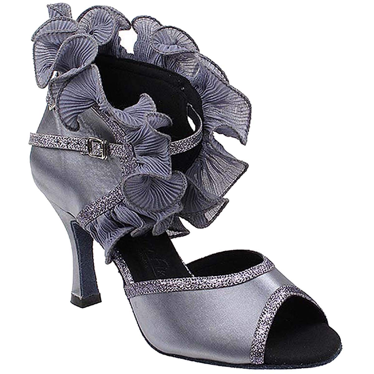 Very Fine Women's Ballroom Dance Shoes Tango Wedding Salsa Dance Shoes Ruffle Silver Grey Sera7013EB Comfortable Dance Shoes 3