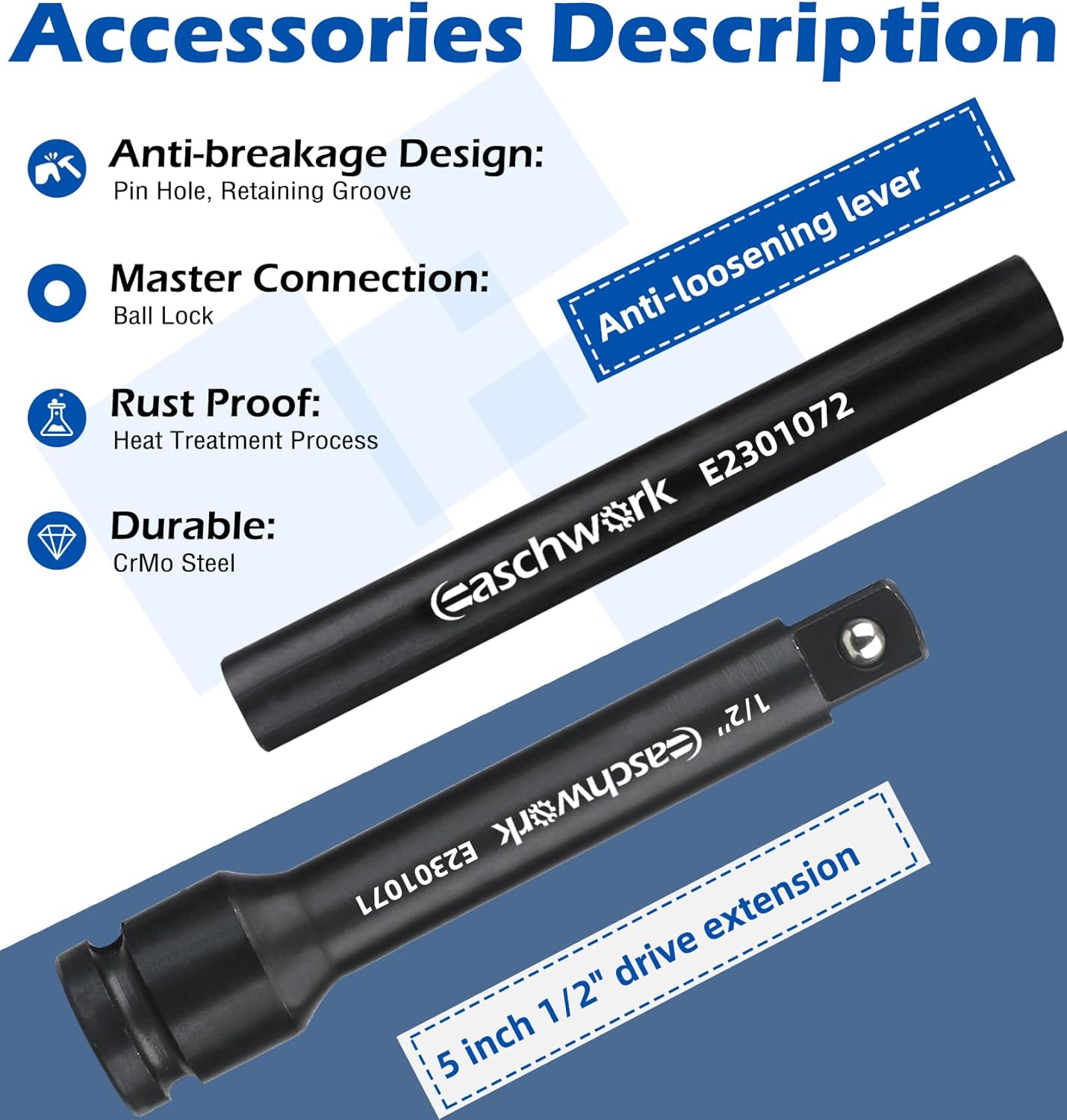 7Pc Half Size Lug Nut Socket Set 1/2” Drive Thin Wall Impact Flip Socket Set With Knockout Bar For Removal of Inflated, Damaged, Warped and Mangled Lug Nuts - Image 5