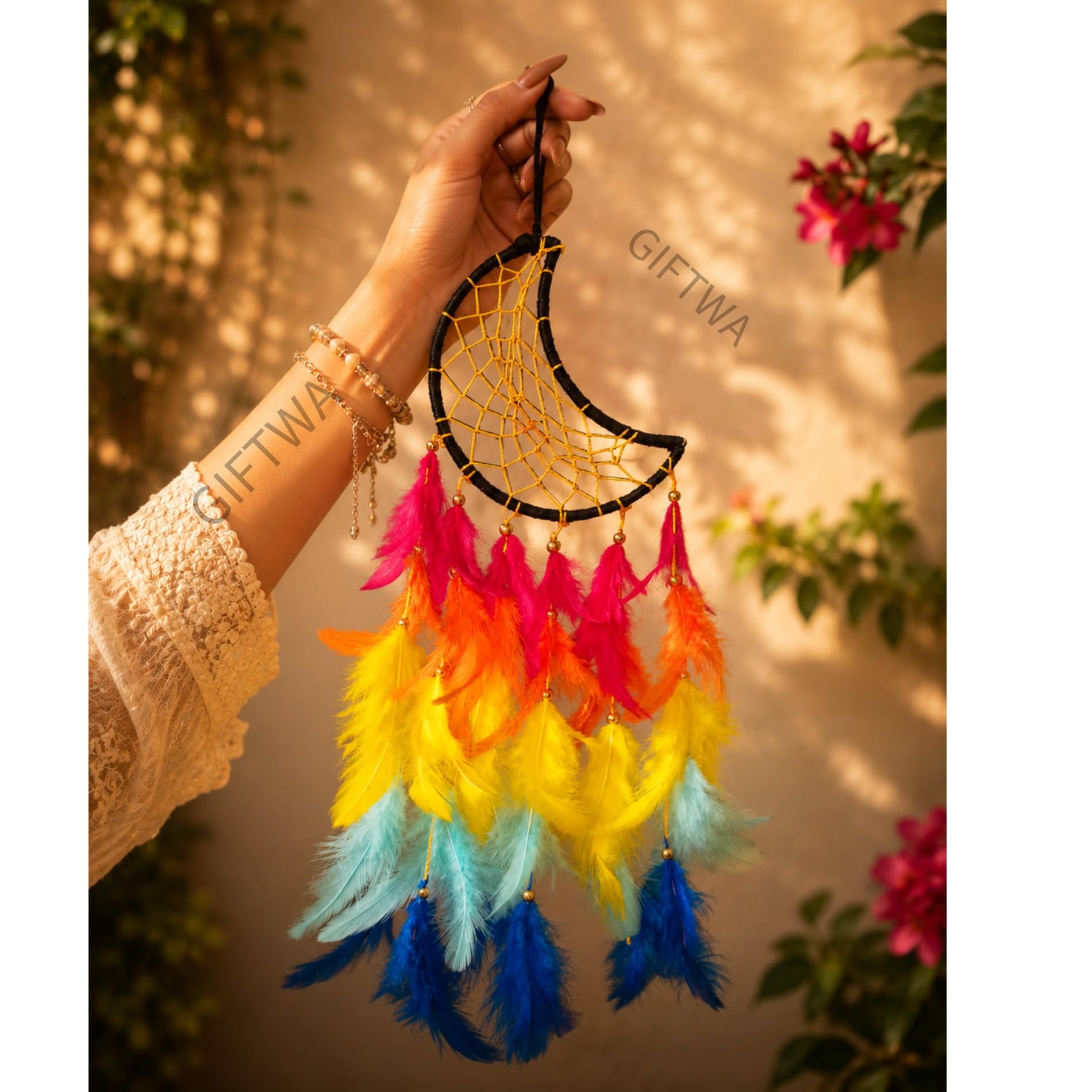 Dream Catcher Wall Decor with Multi Color Feathers for Bedroom, Living Room, Kids Room, Nursery, Balcony & Office Decoration (Multicolor)-image-34