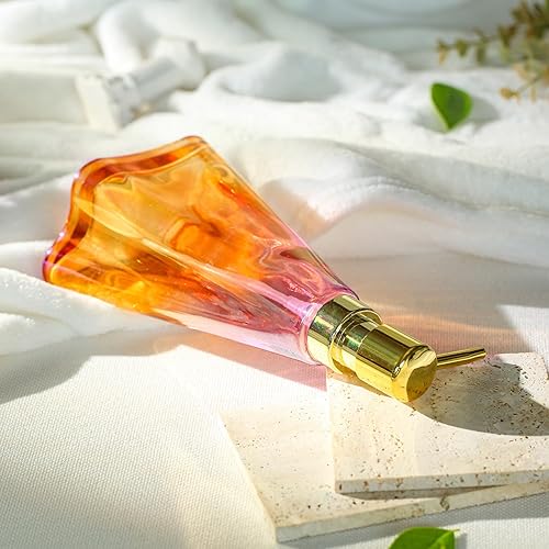 Miniatura 5 de Dispensador de jabón con bomba, dispensador de jabón líquido recargable para encimera de baño, fregadero de cocina (morado y naranja)