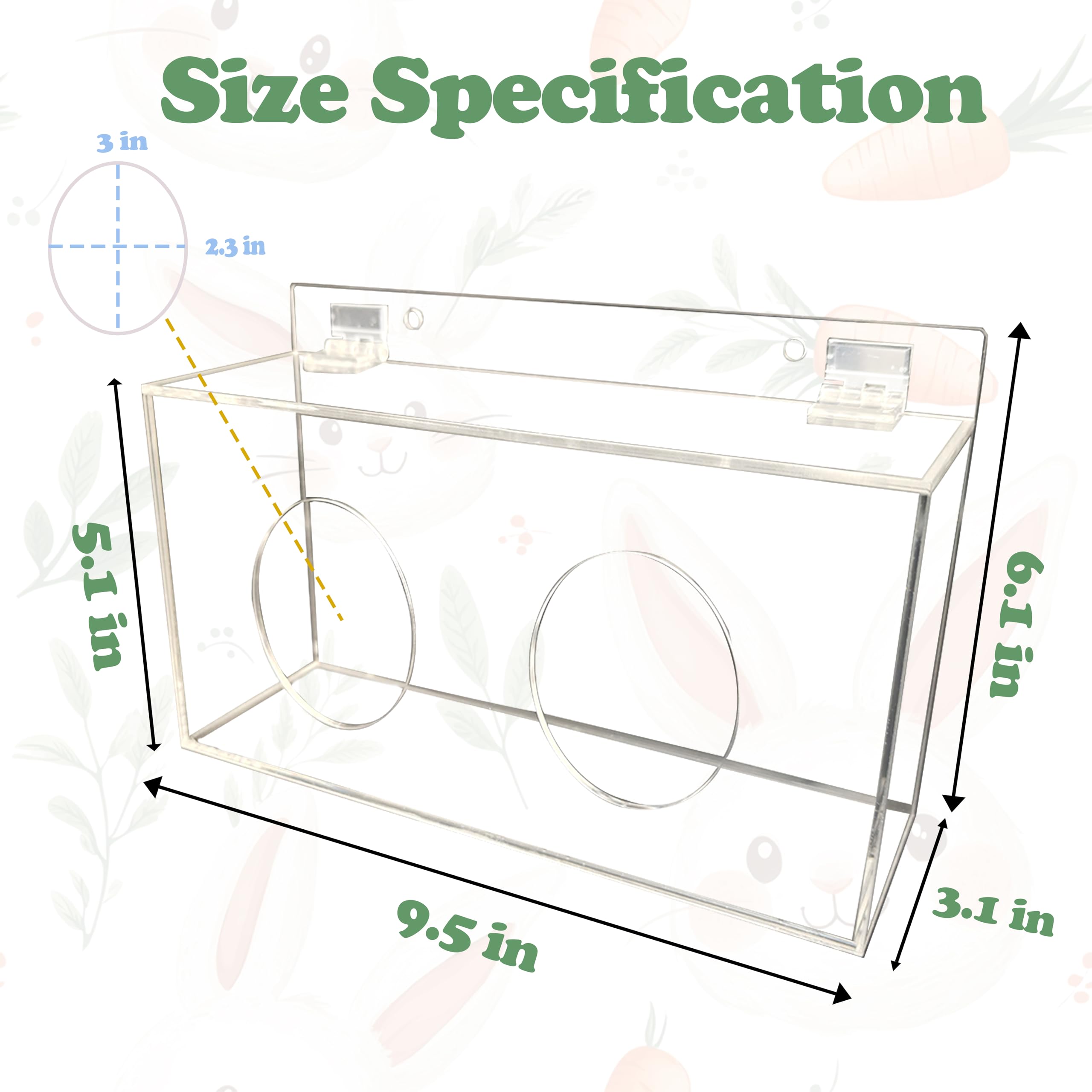 Xymoso Acrylic Rabbit Hay Feeder with Lid,Guinea Pig Hay Rack Holder Chinchilla Cage Accessories for Rabbits Guinea Pigs Bunny - image 3