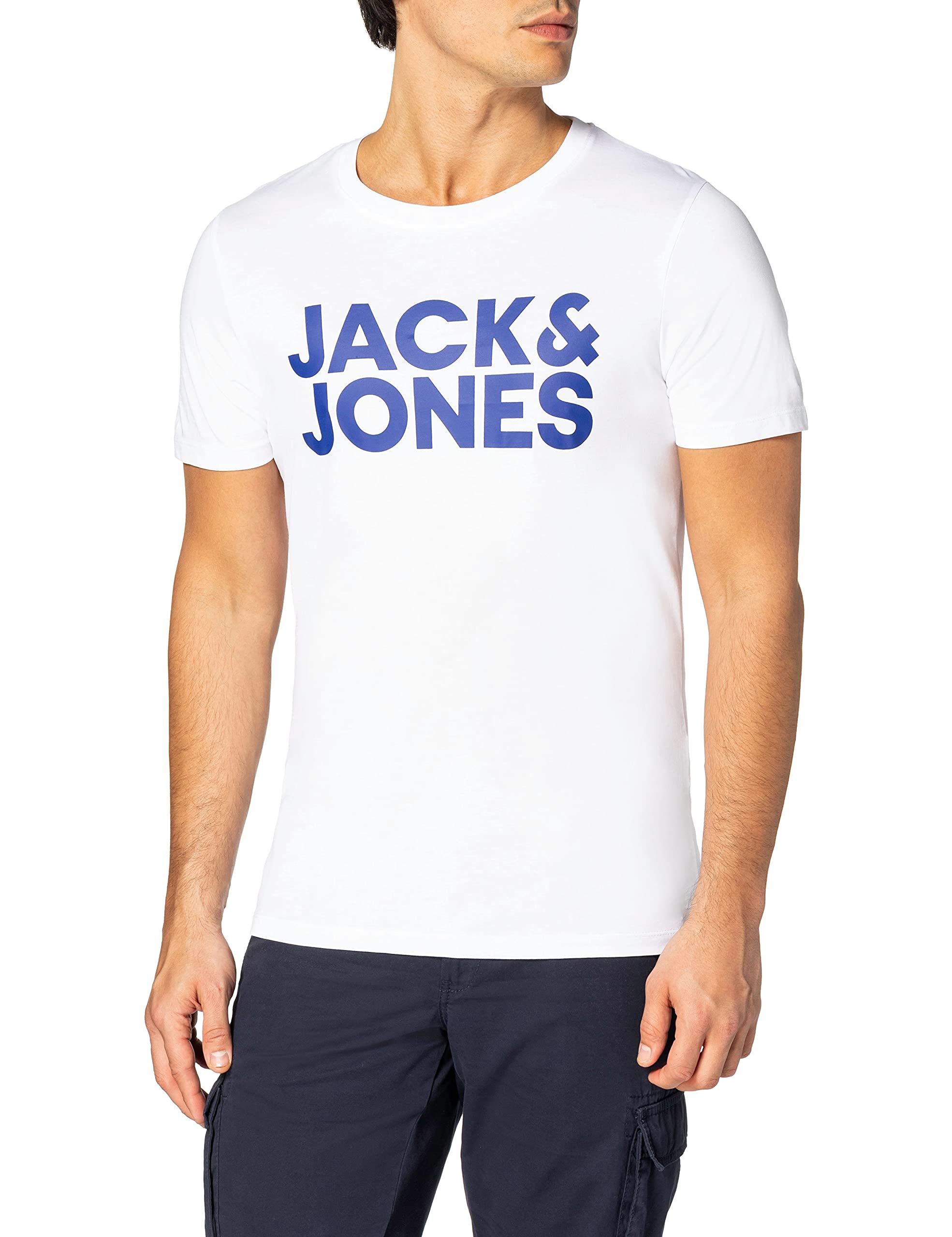 T-shirt Uomo Jack Jones Maglietta Uomo Jack & Jones Jprbluhudson - Cotone Puro Crew Neck | T-Shirt Basic Con Stampa Marca T-shirt Basic Marca - Foto 4