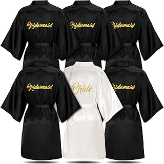 6 Pieces Bridesmaids Robes for Wedding Bridal Robes Matron of Honor Maid of Honor Robe Wedding Robes for Bridal Party Gift