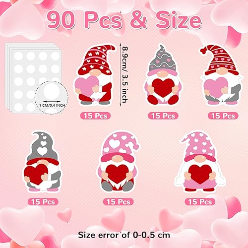 Miniatura 2 de Zonon 90 piezas de recortes de corazón de gnomo, decoración de tablón de anuncios para oficina, aula, fiesta, tablón de anuncios, pizarra de pared,