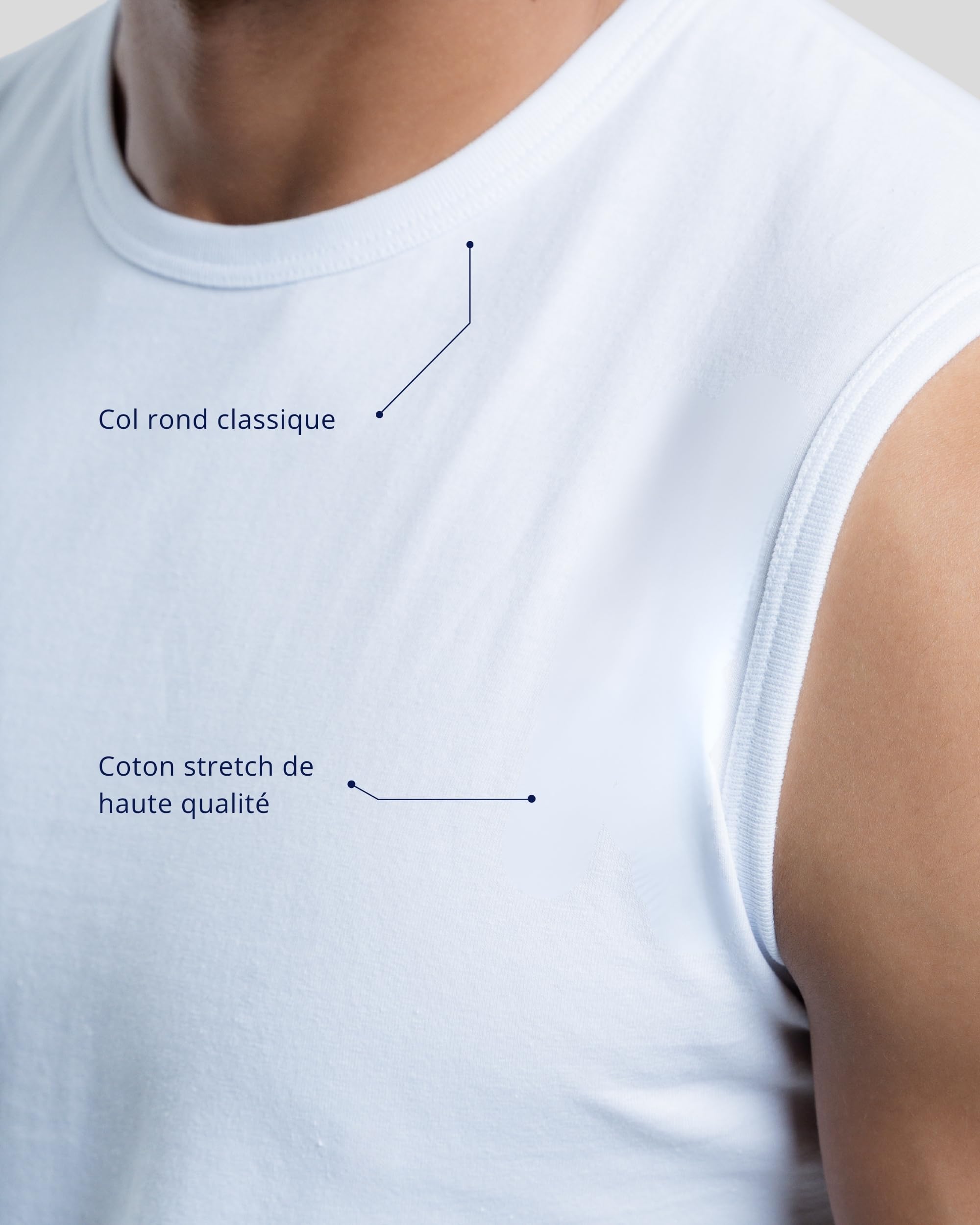 SKIPPER Lot de 3 débardeurs sans manches pour homme, en coton stretch, respirants et indéformables, coupe ajustée, taille S à 3XL