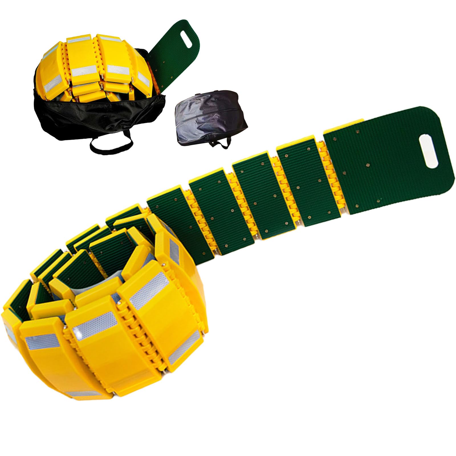 KRYANFEN Portable Speed Bump Rubber Speed Bump Roll-up Design with Reflective Strips 9.8ft Length High Visibility Yellow for Driveways Parking Lots and School Zones 400cm(13.1ft)