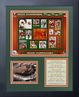 Legends Never Die Miami Hurricanes Five Time Champs Framed Photo Collage, 11 by 14-Inch, Black