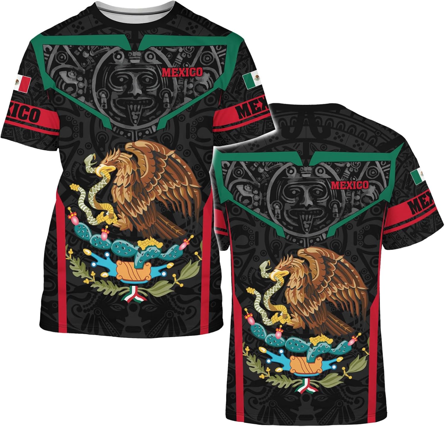 Mexico Shirt Short Sleeves Graphic Funny Tee Mexico Eagle Printed Mexican Crewneck Casual Tops - Image 5