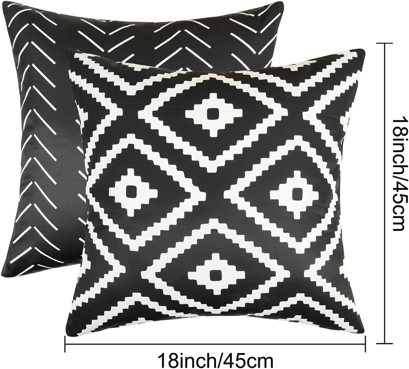 Adabana Set of 4 Outdoor Waterproof Pillow Covers 18x18 Inch Black and White Modern Geometric Decorative Throw Pillows Cover for Patio Furniture Garden Porch