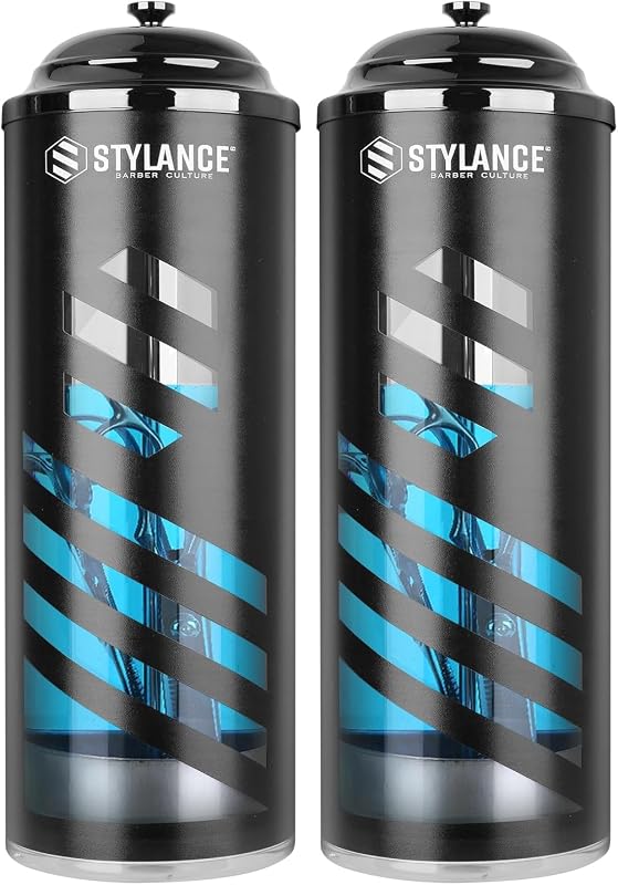 Frasco para ferramentas de salão STYLANCE em acrílico com cesto removível e tampa metálica, 37 oz, Pacote com 2