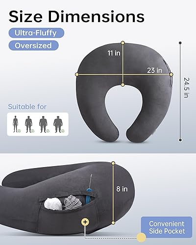 Miniatura 6 de ENITYA Almohada ergonómica extra grande para juegos y lectura con soporte de brazo y codo, almohada de regazo en forma de U para adultos y niños