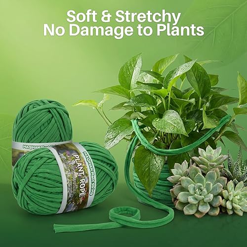 Miniatura 6 de MAQIHAN Paquete de 2 cuerdas de jardín - lazos para plantas, cordel de jardín, cinta de jardinería, soporte para árboles, trampa elástica para