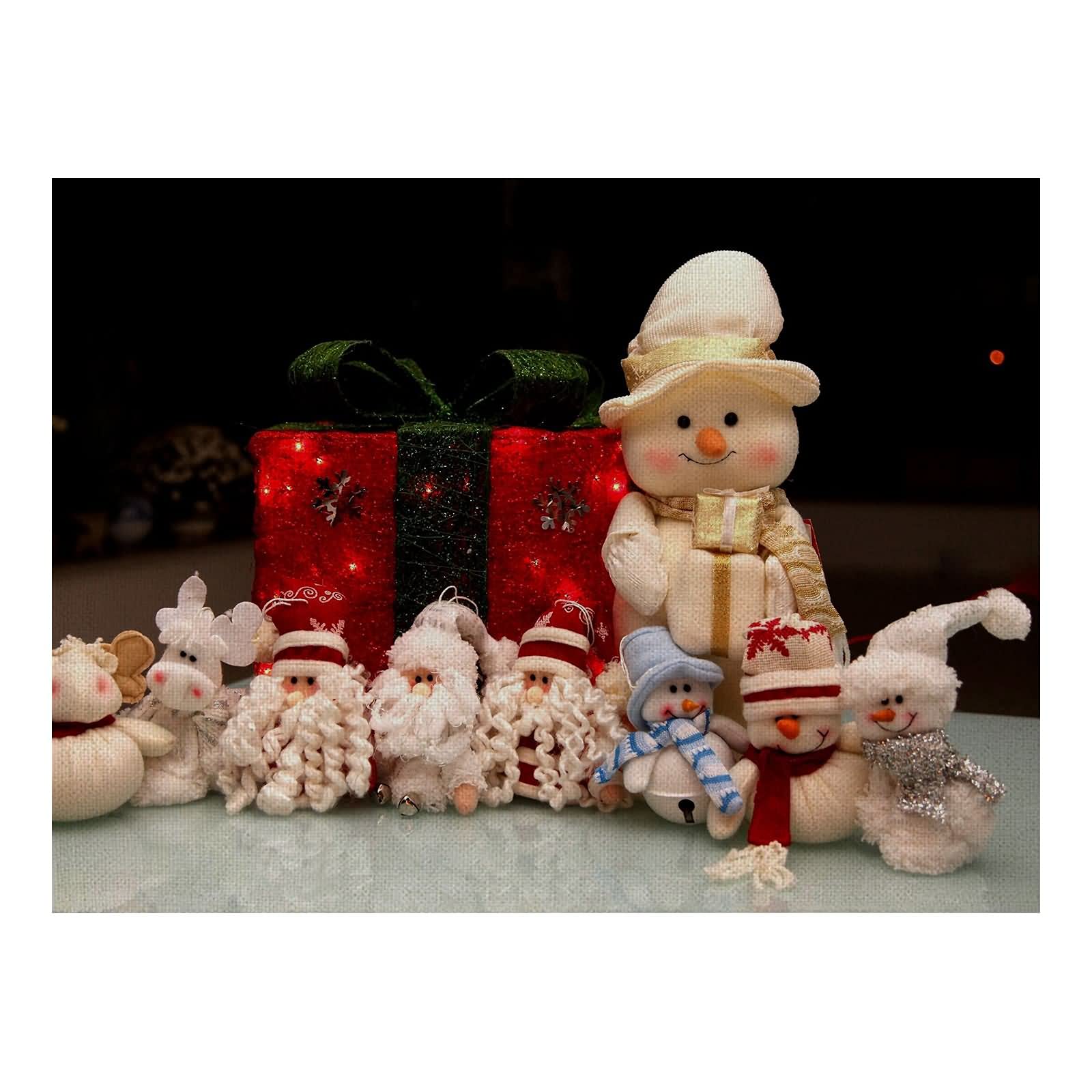 Tovaglietta Tavolo, Set di 8 Tovagliette Cucina Lavabili Cotone Lino Confezione Regalo Babbo Natale e Pupazzo di Neve Rosso Beige Tovagliette Natalizia 32x42CM