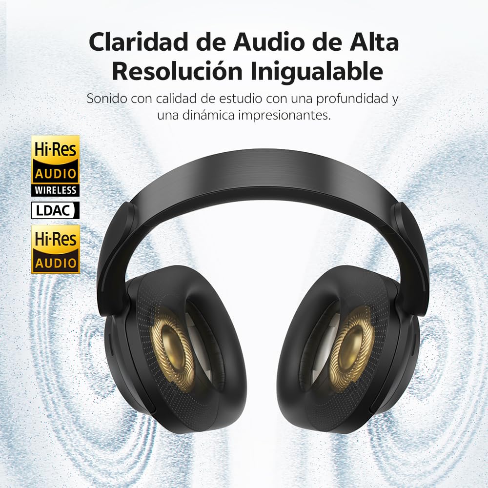 QCY H3S Cascos Inalámbricos Bluetooth Cancelación de Ruido Activa Adattiva, 56dB Noise Cancelling, 102H Reproducción, LDAC Hi-Res, Sonido Espacial, Llamadas Nítidas, Auriculares Diadema Bluetooth 6.0