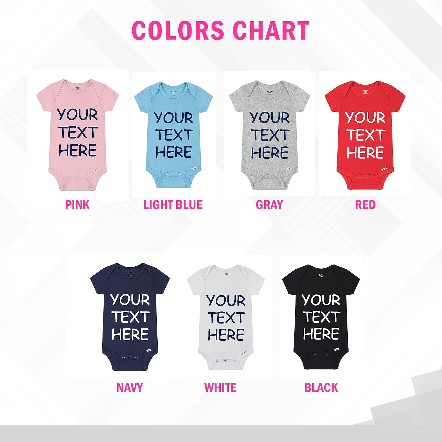 Personalized Unisex Baby Bodysuit - Custom Bodysuit with Name and Other Text on Front - Short Sleeve Personalized Baby Romper