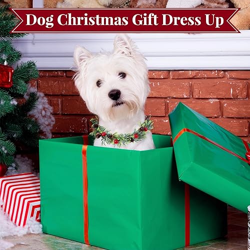 Miniatura 6 de Collar de Navidad para perro, atuendo de flores, corona, lazo de Navidad, bayas y avellanas, collar para mascotas, accesorios de vacaciones para