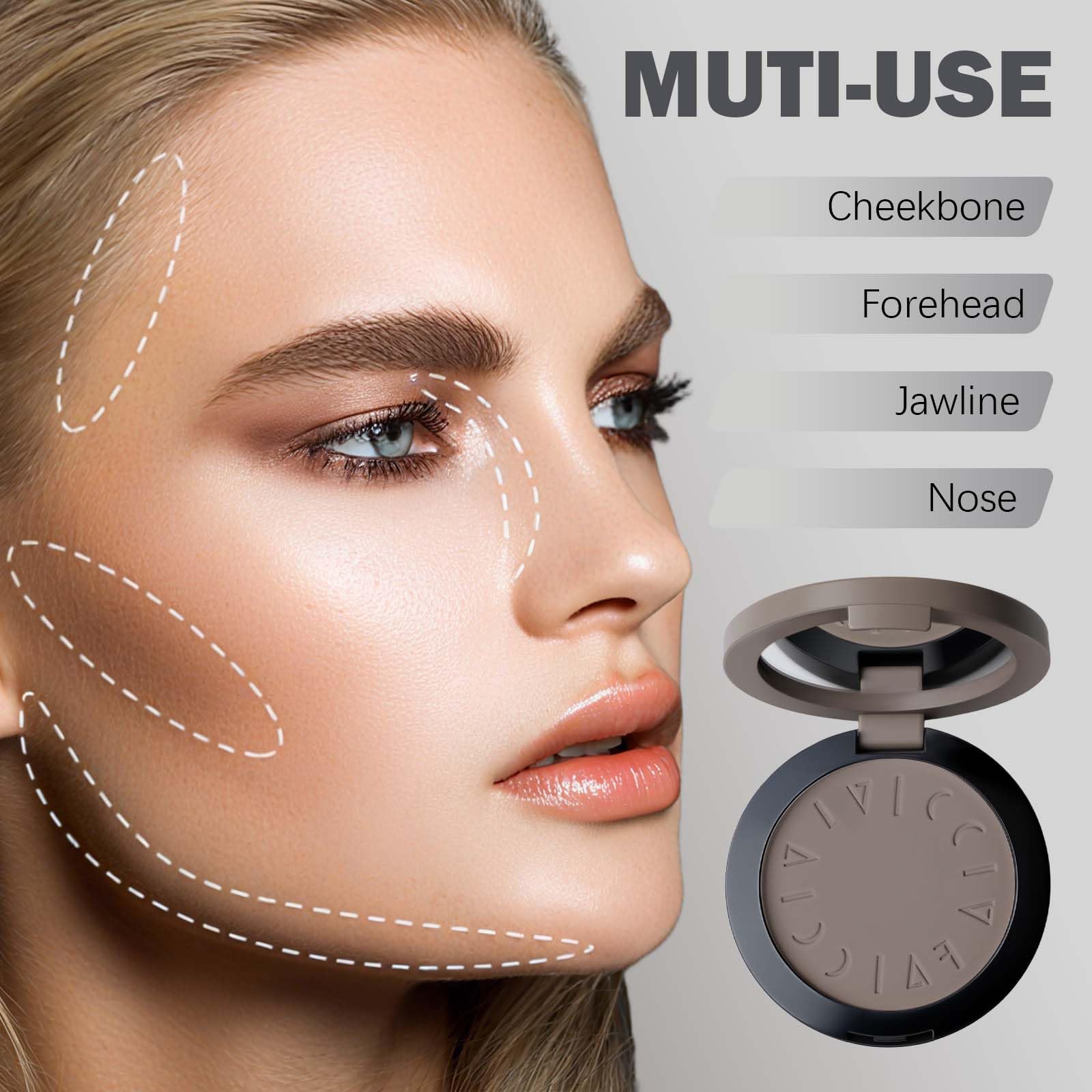 Noerrors Palette per Contorno Tonalità Fredda con Specchio e Pennello, Polvere Bronzer per Contorno Naso Grigio Marrone, Palette Correttore per Scolpire il Viso, Set da Trucco per Ombreggiatura