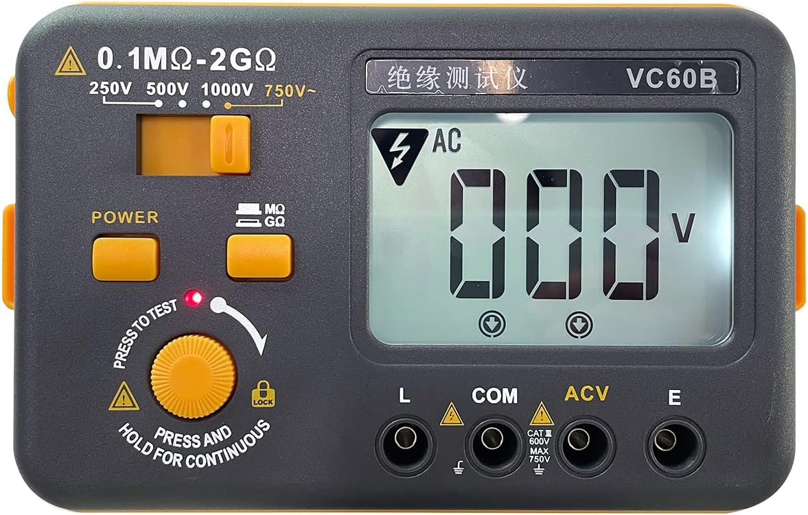VC60B Digital Insulation Resistance Tester Megohmmeter Ohmmeter Megger