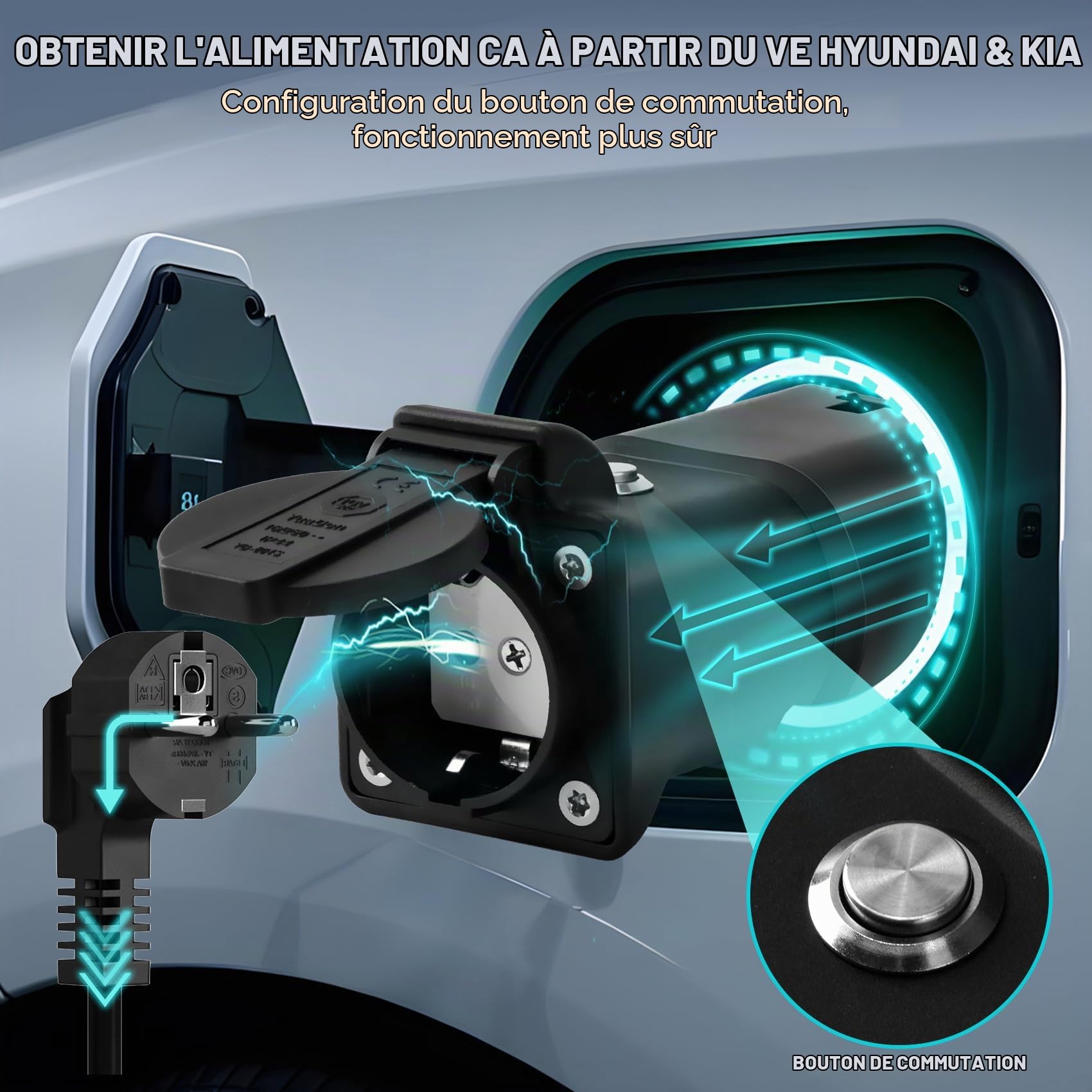 JULIK Adaptateur V2L pour Hyundai IONIQ 5/6, Kia EV6 EV9 EV3 (3,5kW 16A)
