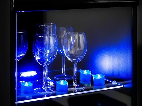 Miniatura 3 de SingTok Velas de té azul que funcionan con pilas, velas votivas azules parpadeantes sin llama para cumpleaños, bodas, fiestas, Navidad, decoraciones