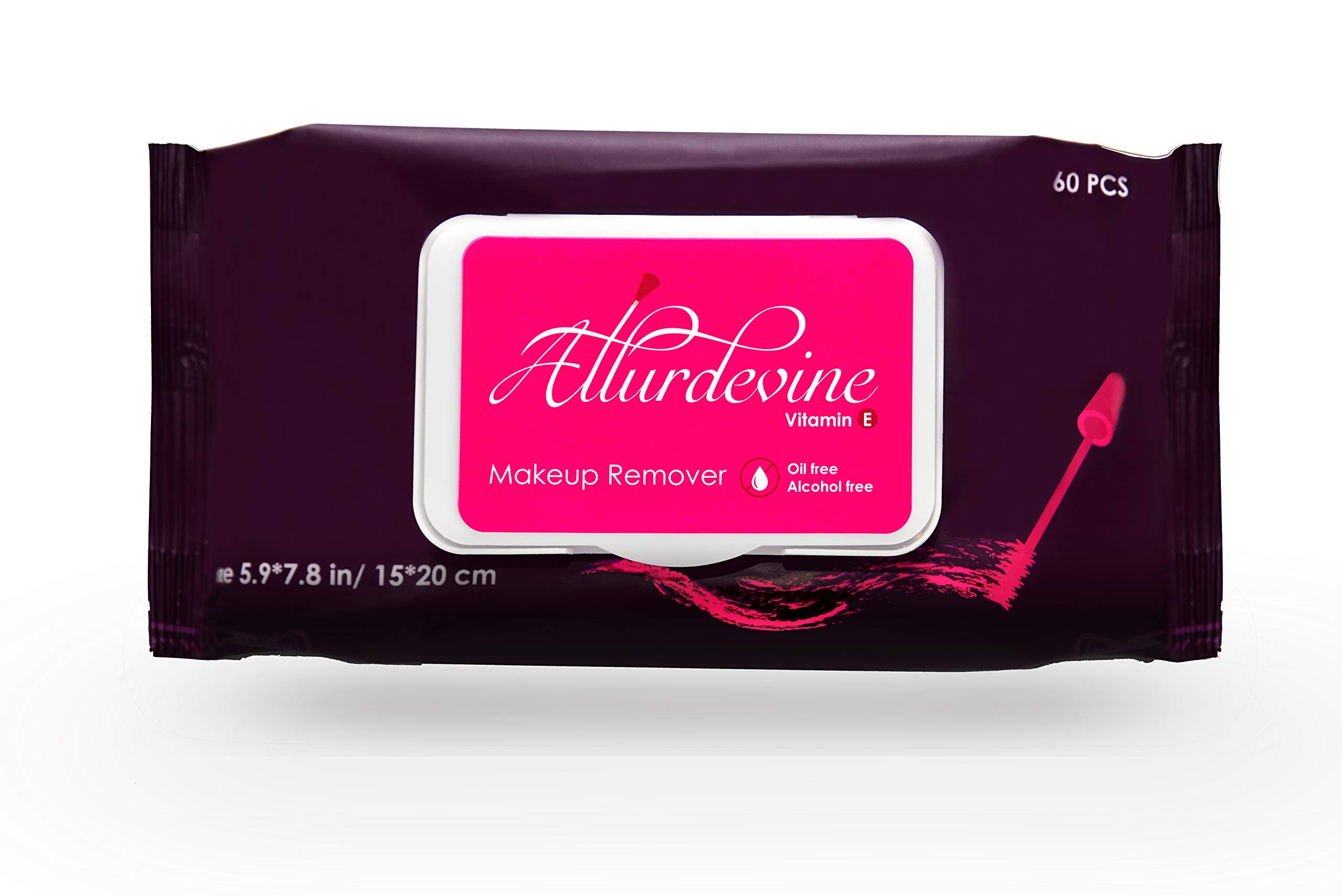 ALLURDEVINE- Makeup Remover Face Wipes60 count - - Cleans, Hydrates & Nourishes - For All Skin Typesincl. Sensitive Skin - Best Eye Make Up Cleanser - Dissolves Waterproof Mascara - Oil Free