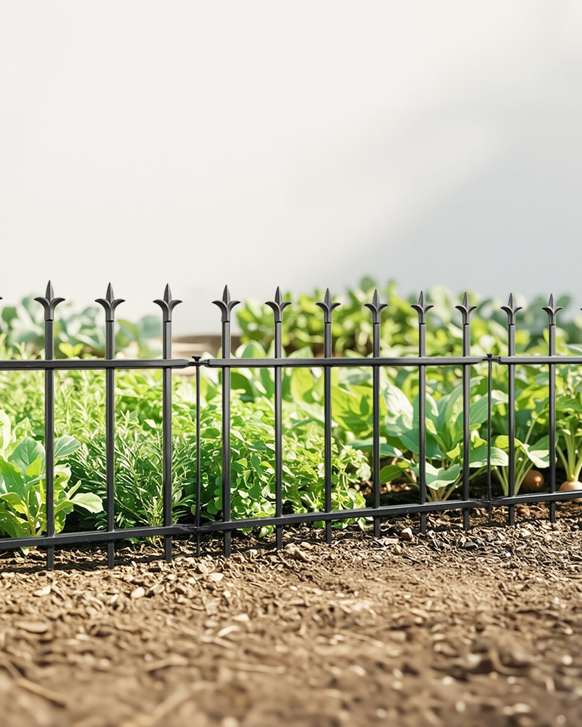 ARIFARO Garden Fence Border, 2m Total Length, 5 Pack Decorative Metal Garden Edging, 30cm H x 41cm W per Panel, Rustproof Landscape Barrier for Flower Beds, Lawns and Patios, Black