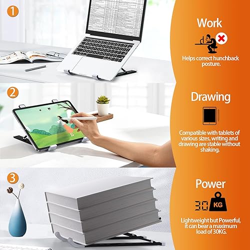 Miniatura 7 de Soporte ajustable para computadora de escritorio, soporte portátil de aluminio para laptop, soporte plegable para tableta, compatible con MacBook