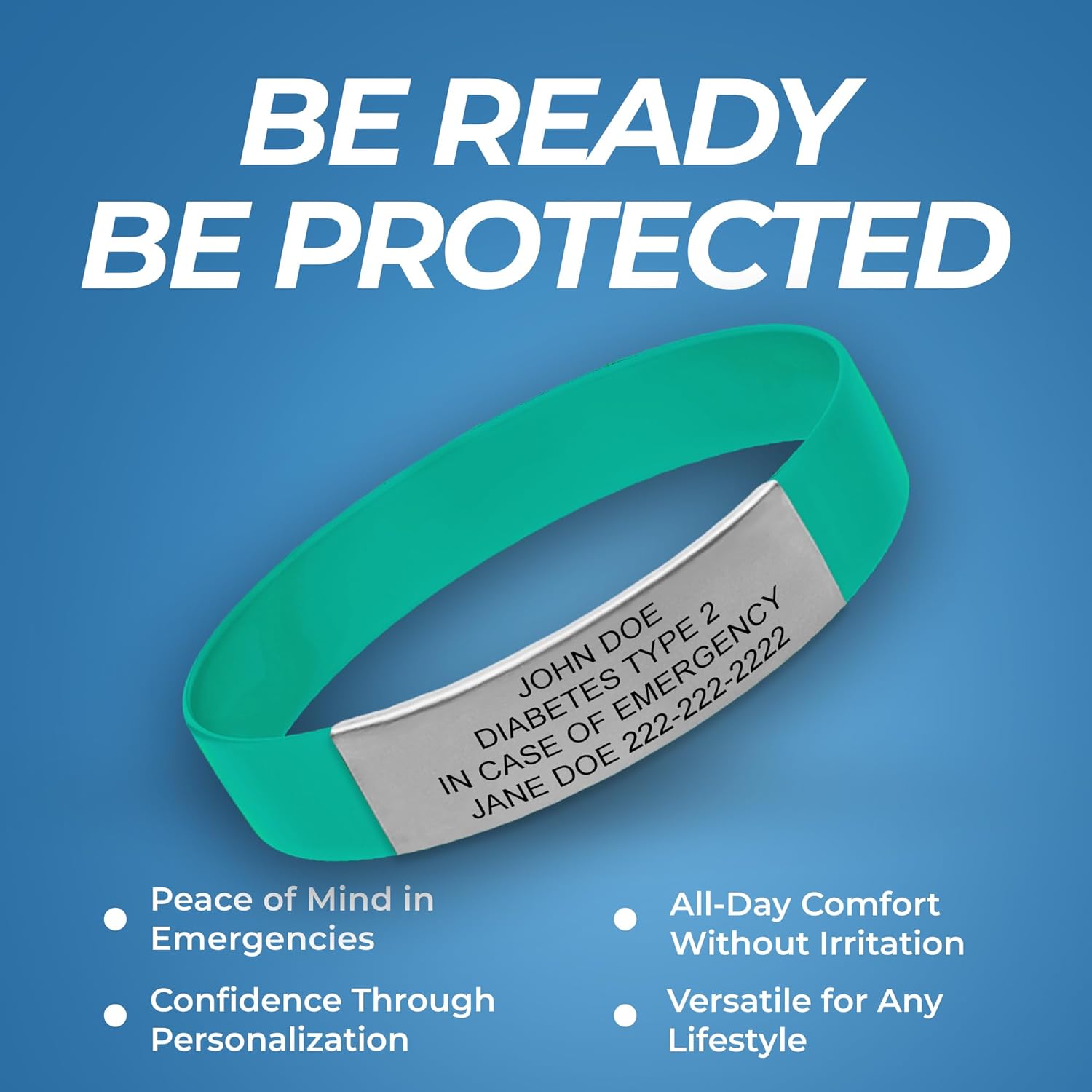 Silicone Medical Alert Bracelet - Women's & Men's ID Bracelets