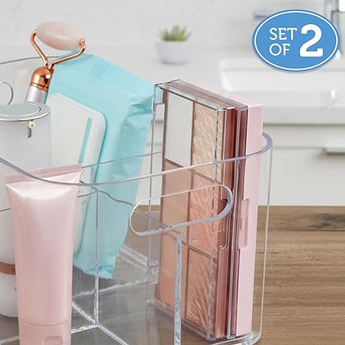 Miniatura 7 de STORi Bliss - Organizador de almacenamiento de cosméticos de plástico de 5 compartimentos, juego de 2, transparente, contenedor de maquillaje