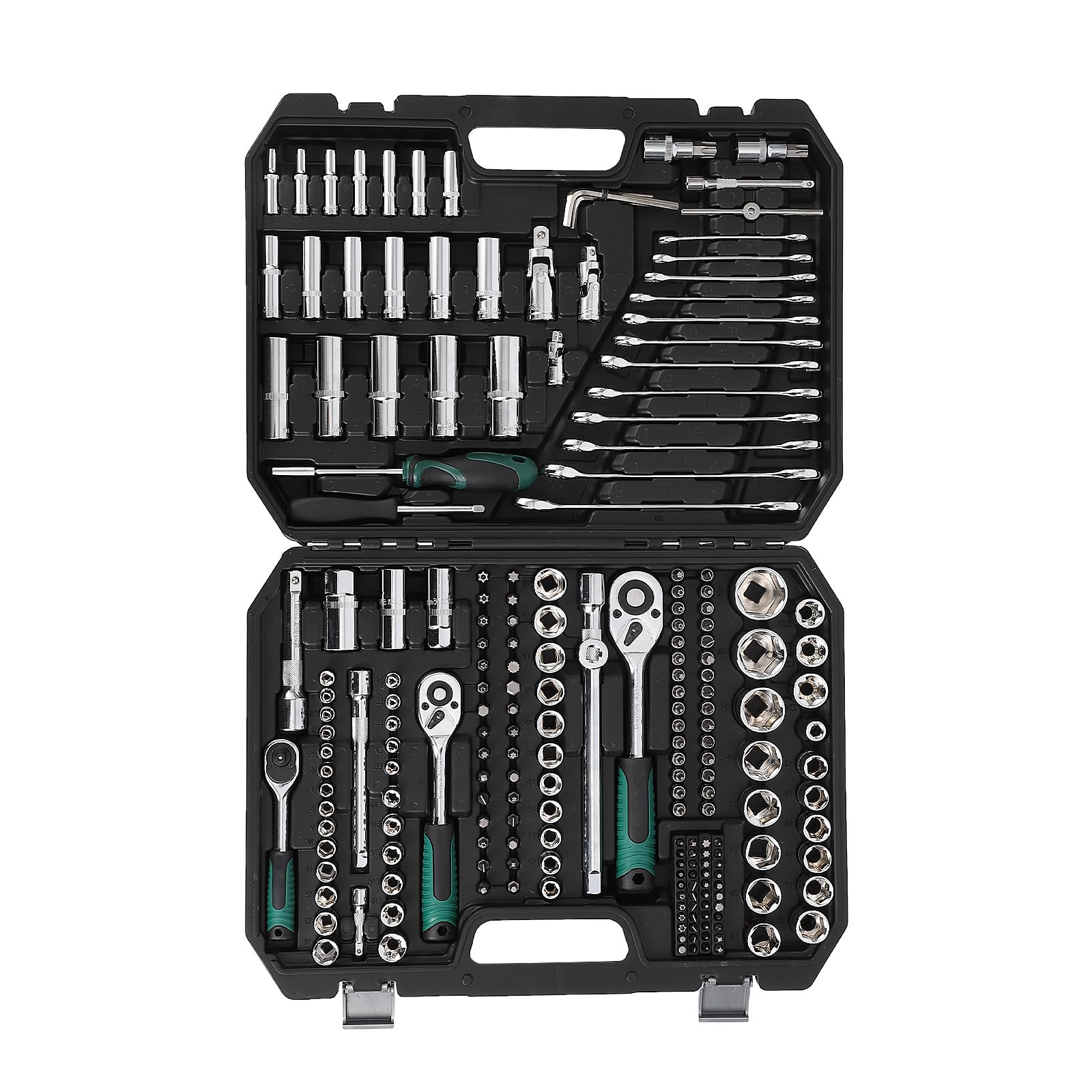216 Pcs Tool Set, Professional Mechanic Tool Kit and Sockets Wrenches Set with Storage Box, Metric and Sae, Portable Drill Set for Diy, Home Maintenance, Workshops