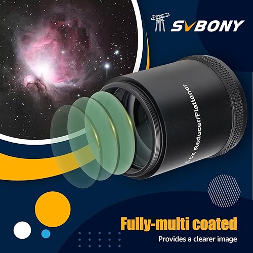 Miniatura 4 de SVBONY SV209 Aplanador de campo, reductor focal 0.8X, corrige la curvatura de campo y un campo de visión más amplio, accesorios para telescopio para