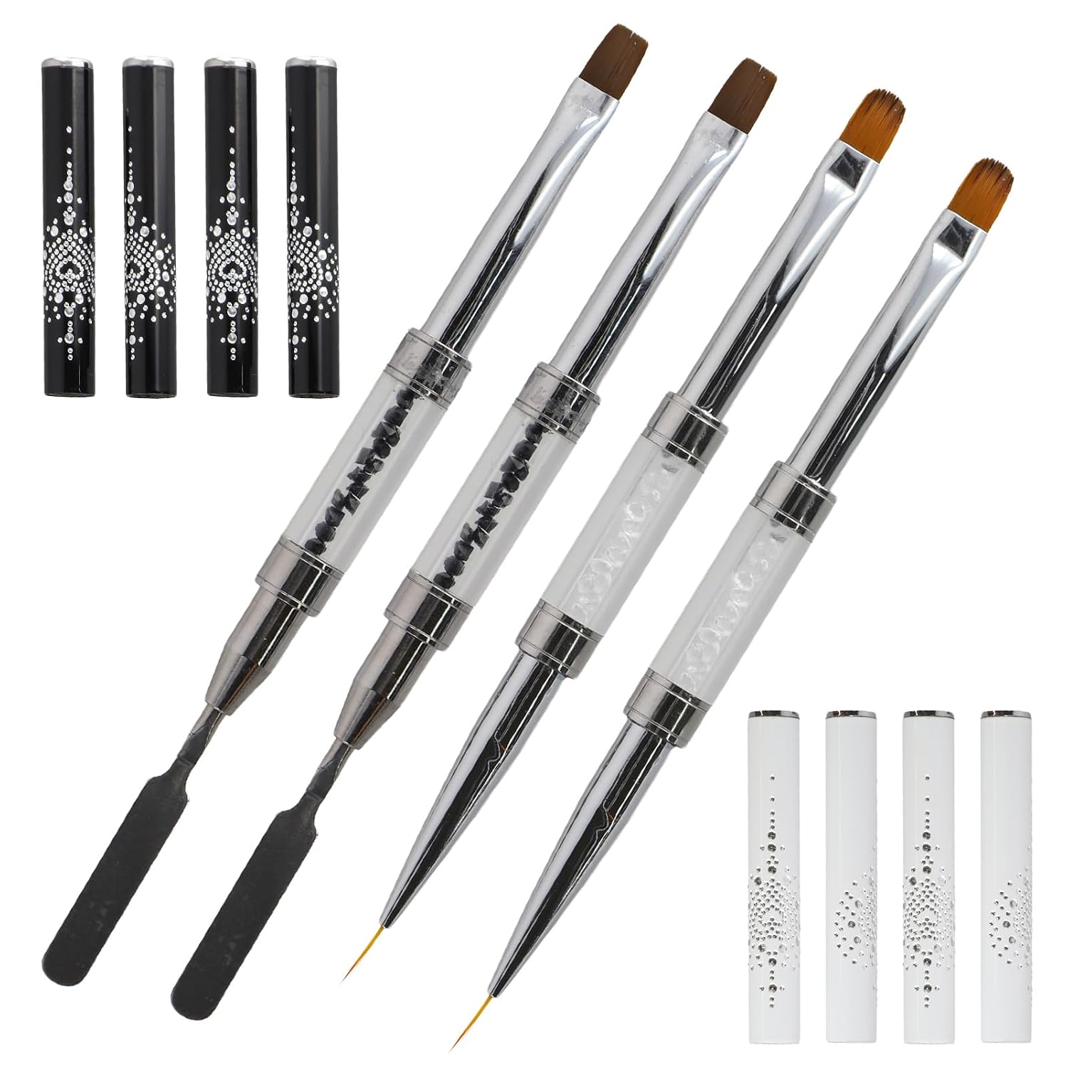 4 Pcs Hard Gel Nail Brush Set - Double Head Design