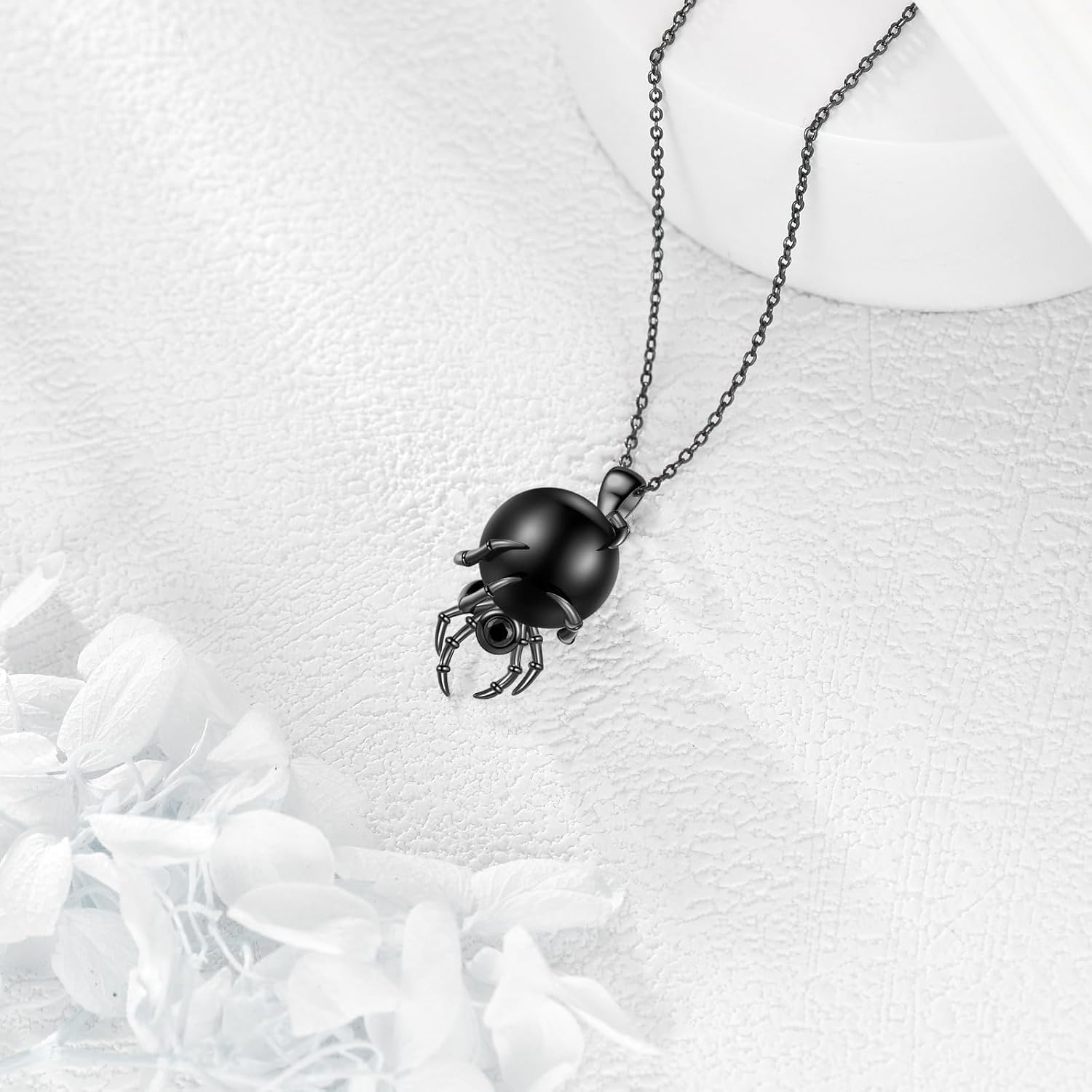 Black Spider Necklace Sterling Silver Black Pearl Pendant Gothic Jewelry for Women Mom - Image 4